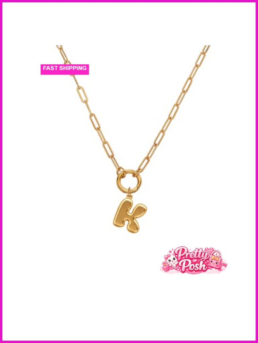 Sterling Silver Bubble Initial Pendant Necklace - Dainty A-Z Letter Jewelry for